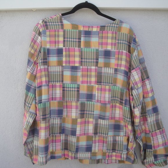 BFA Classics Women's Vintage Plaid Madras Cotton Pink Blue Jacket XL - Picture 3 of 3